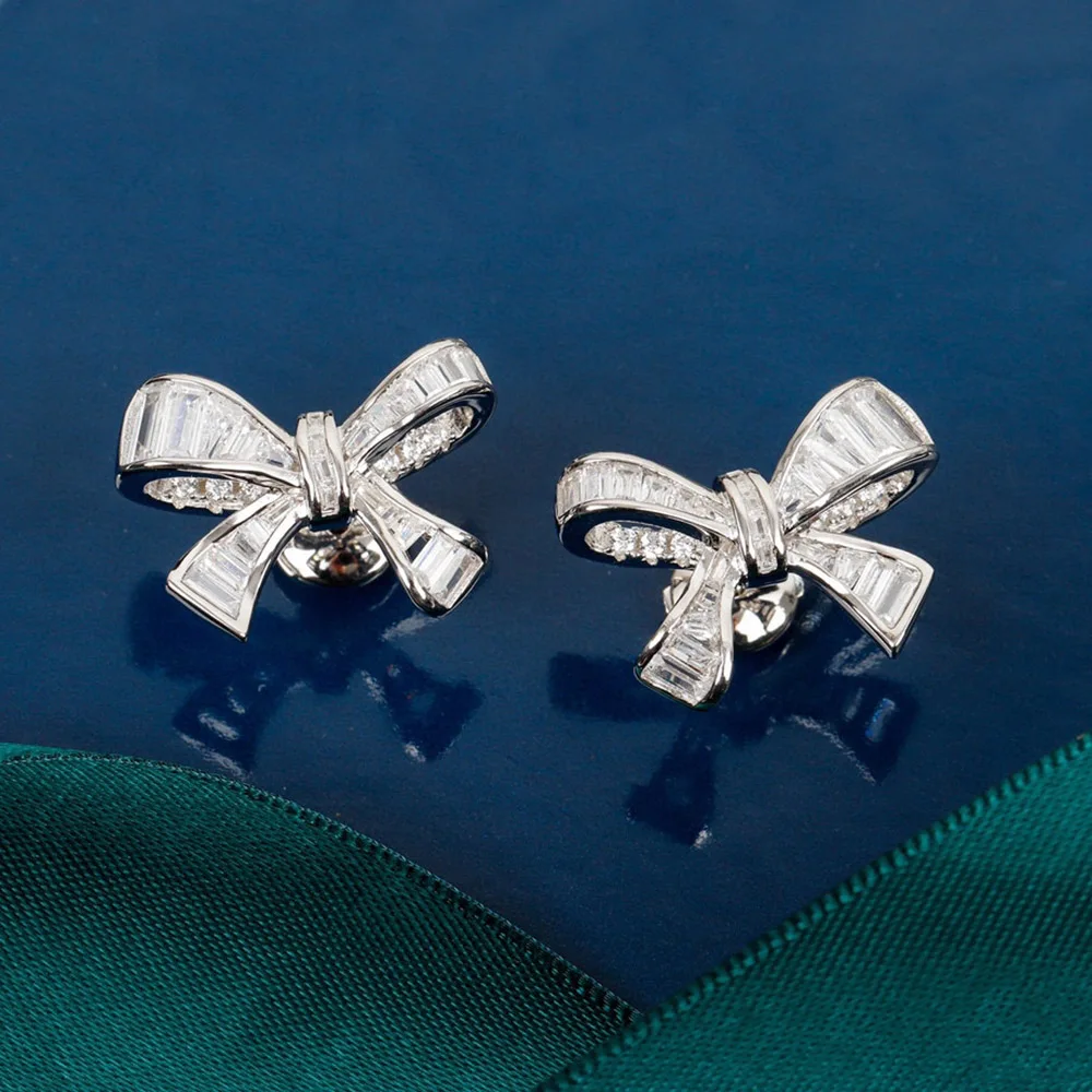 

Женские серьги-гвоздики из серебра 2022 пробы, с бантом