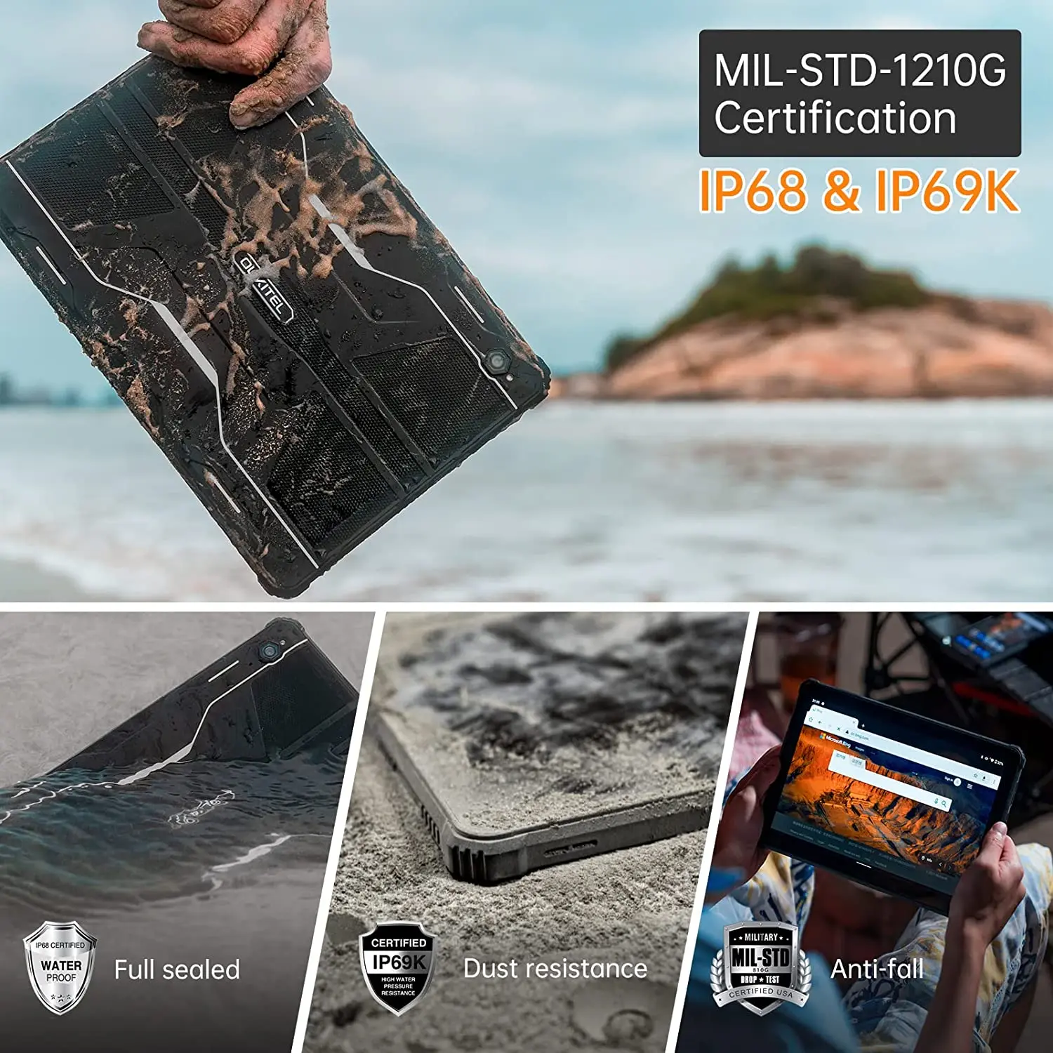 Oukitel RT1 Rugged Tablets 10000mAh Battery Smartphone 10 Inch FHD Cheap Tablet Android 16MP Camera Cell Phone Swimming