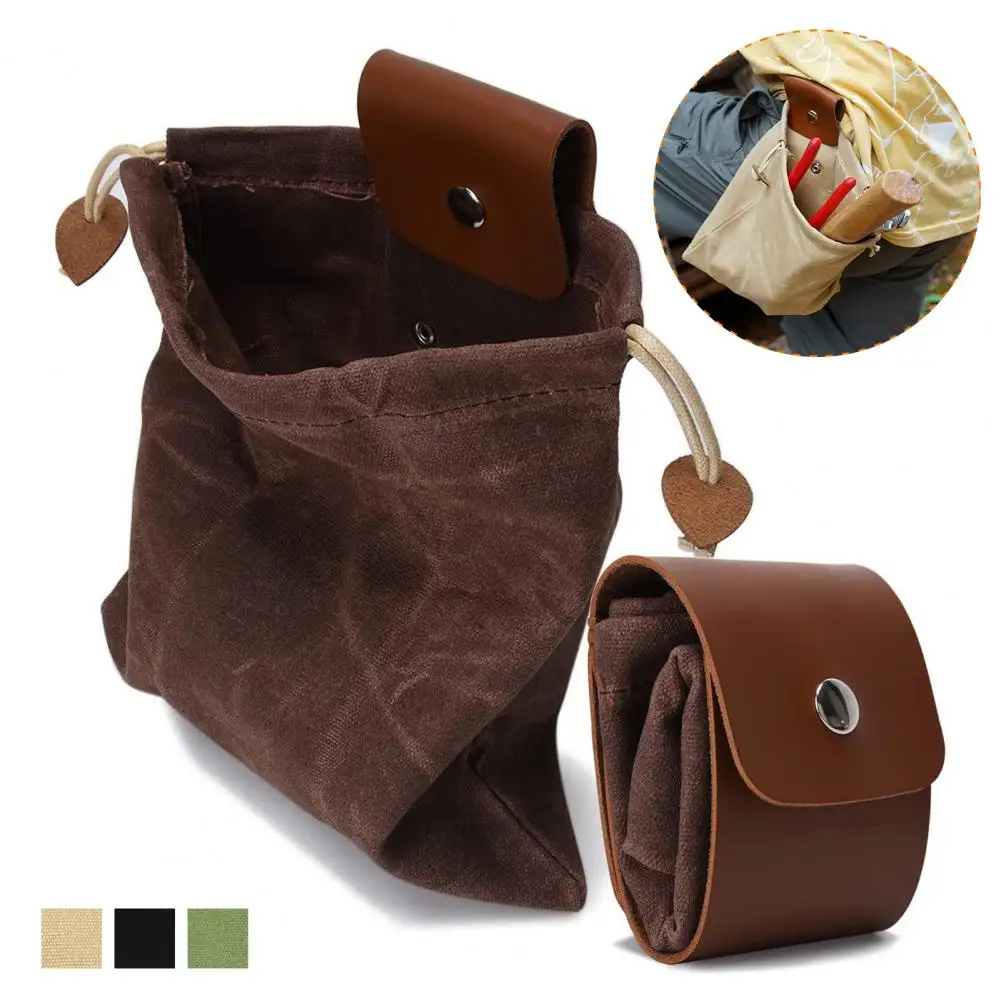 

Foraging Bag Button Buckle Lightweight Canvas Bushcraft Foraging Bag Pouch Canvas Bag Hiking Camping Fruit Picking Pouch