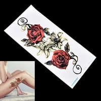 1pcs 1020cm temporary rose tattoo sticker for women girl arm body leg big large fake tattoo sticker