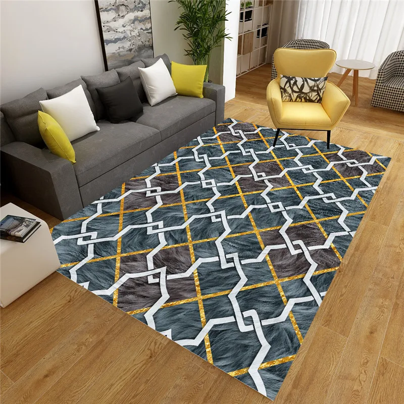 

High Quality Traditional Classical Chinese Carpet Non-slip Black Grid Rug For Living Room Bedroom Mat Fashion Rug Mat
