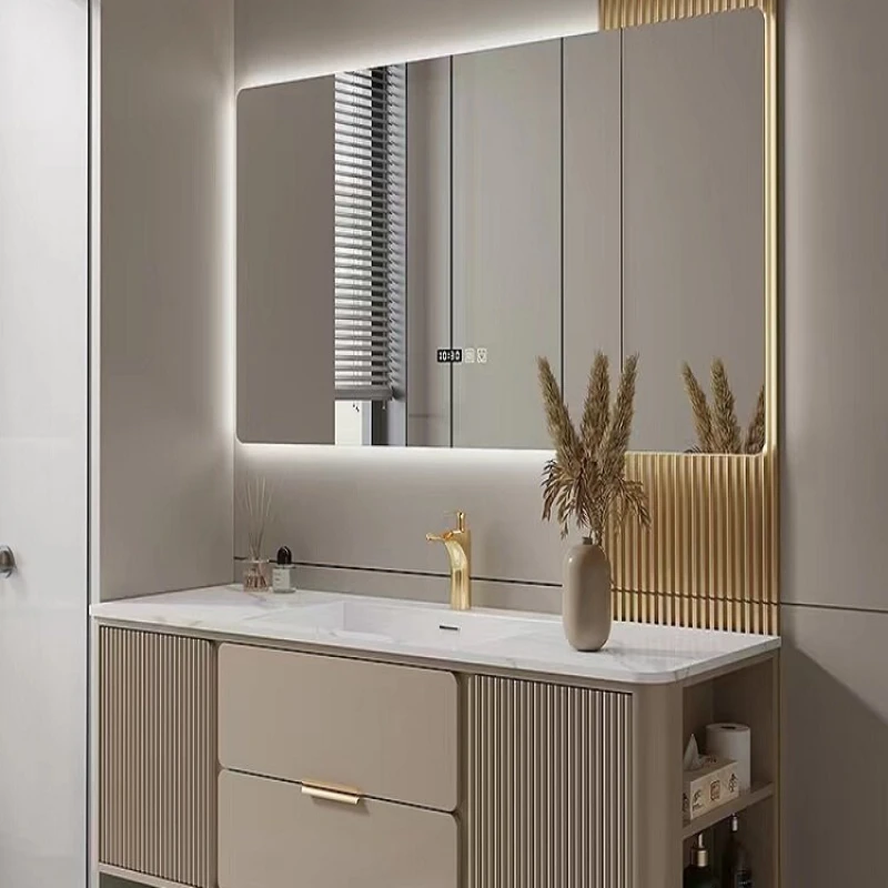 Легкий роскошный рок-шкаф для ванной комнаты скандинавский бесшовный