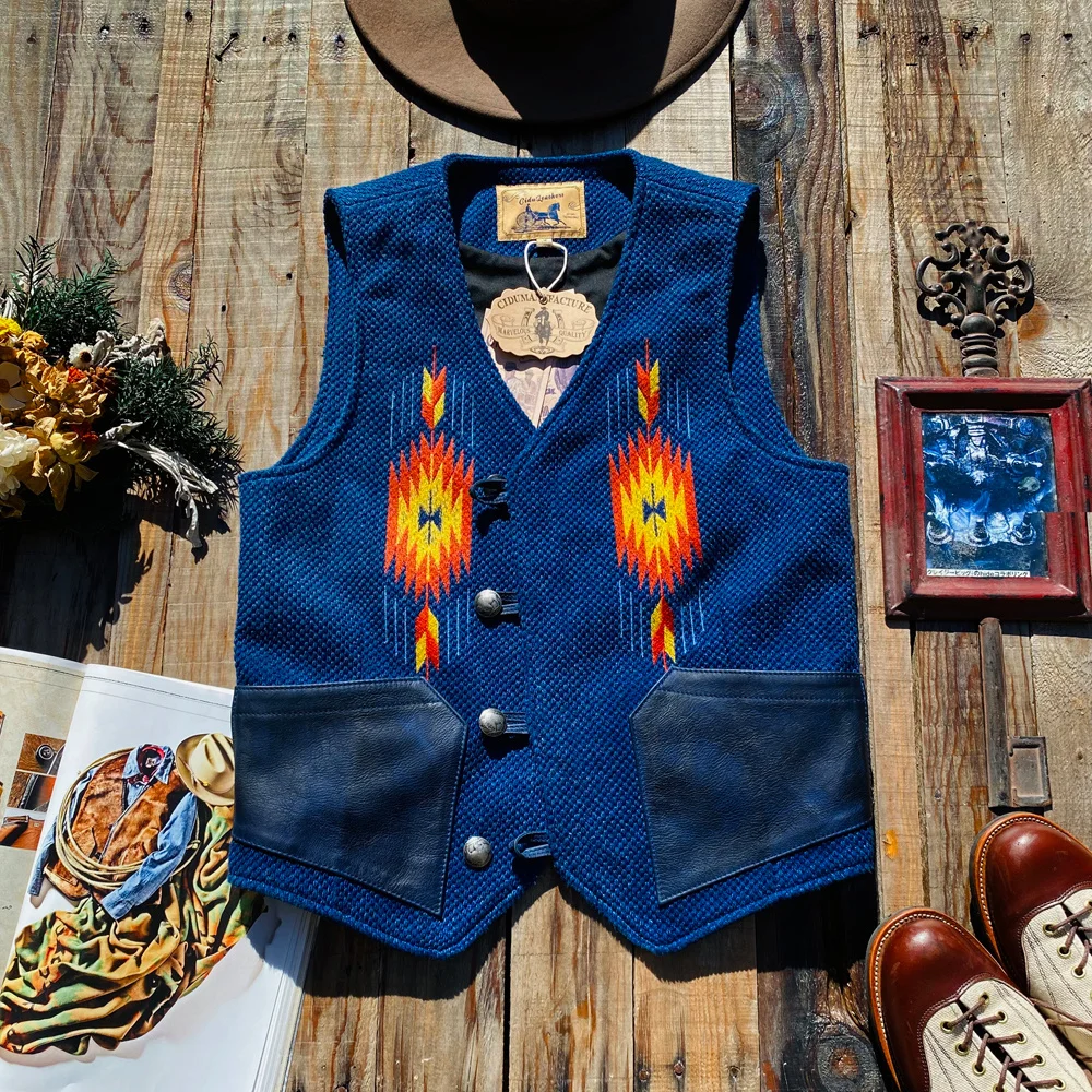 

CDJ-137 Cidu Asian Size Super Quality Goat Skin Waistcoat Wool & Leather Stylish Durable Navajo Vest