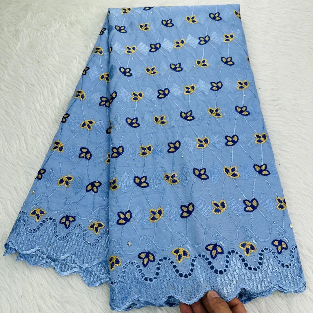 5 ярдов швейцарская ткань 2023 новейшая африканская вышивка бисером 100% хлопок