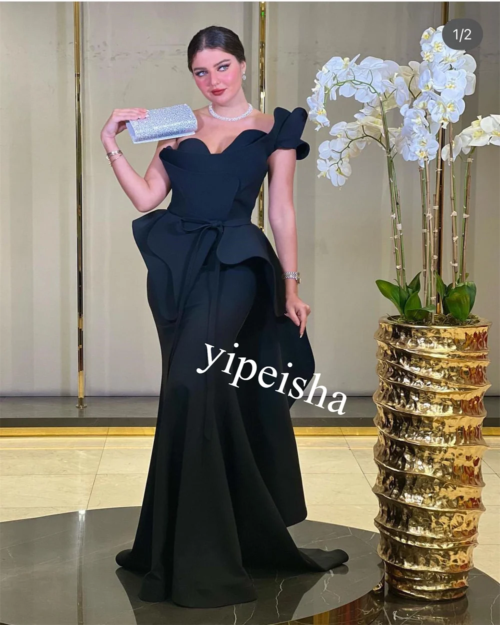 Вечернее трикотажное платье с оборками в стиле знаменитостей на одно плечо заказ