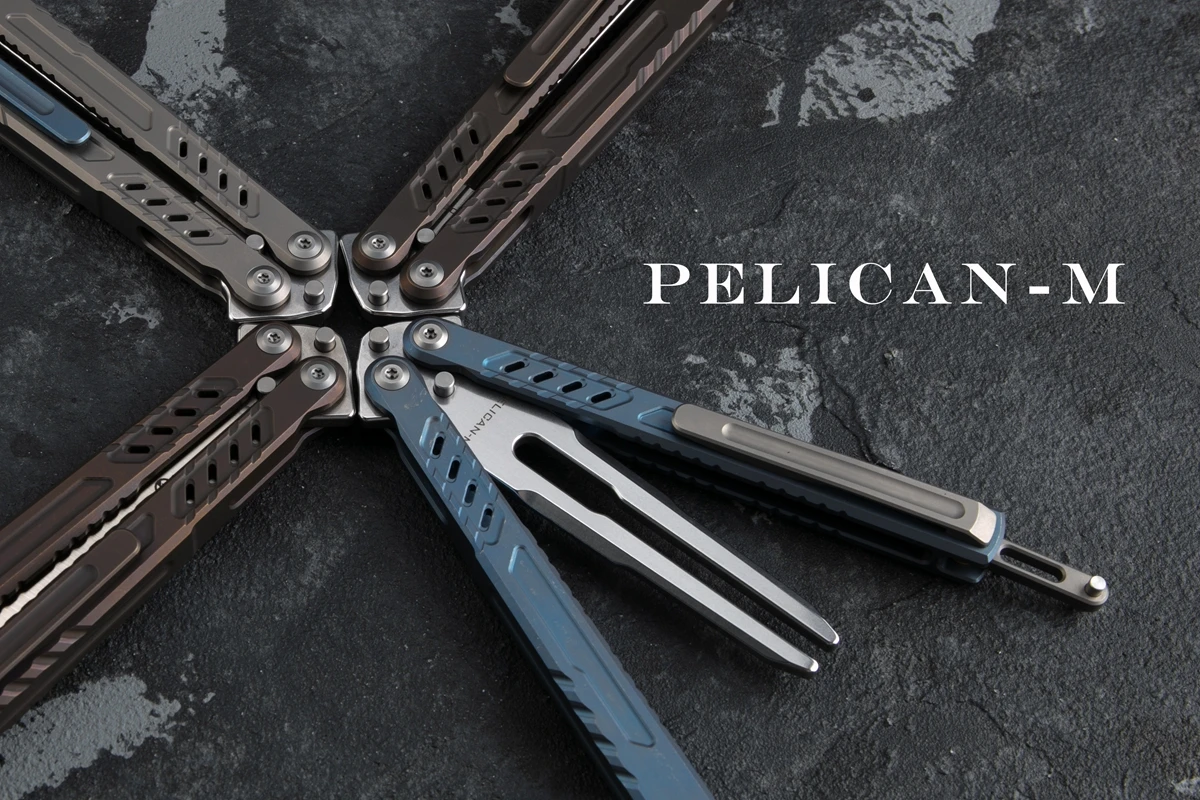 Maxace Butterfly Pelican M Titanium Handle M390 Blade 440c Trainer Smooth Flipping Balisong Edc Tools