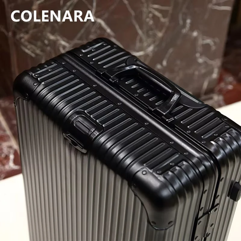 Фото Чемодан COLENARA на колесах, полный алюминиевый магниевый сплав, посадочный ящик, большая вместительная тележка, чемодан 20 дюймов, 24 дюйма, 26 дюймов, 28 дюймов №2