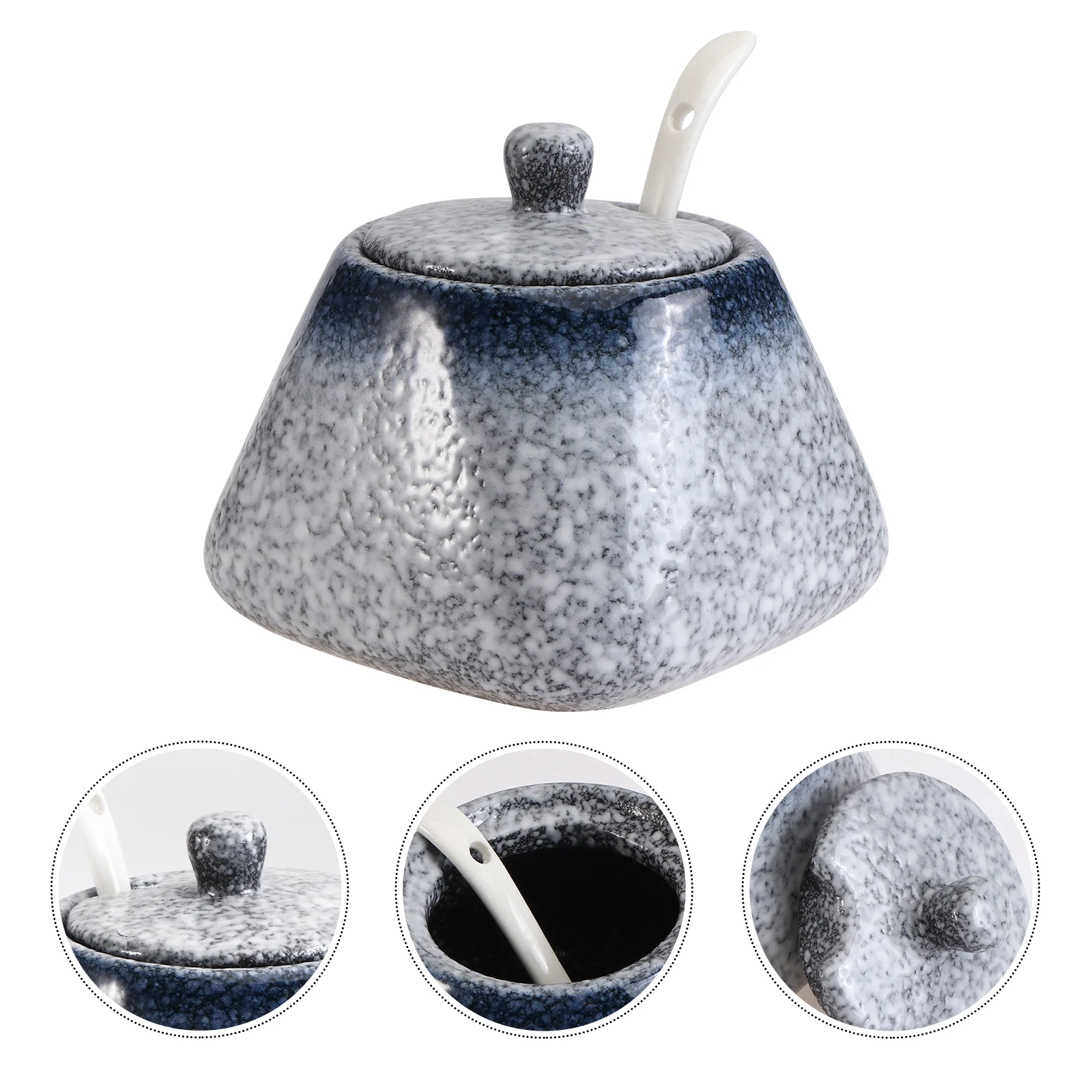 

Sugar Salt Ceramic Bowl Jars Seasoning Container Jar Box Canister Condiment Lid Pepper Bowls Pot Dispenser Storage Cellar