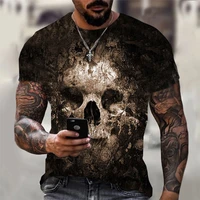 summer vintage man 3d skull theme printed t shirts mens streetwear tshirt horror series tough short sleeved large size top tees