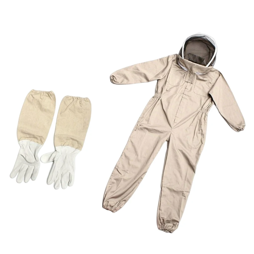 

Beekeeping Clothing with Gloves Body Professional Ventilated Farm Safety Beekeeper Costum Multi-Sizes Protective Gear L
