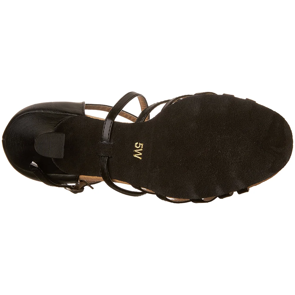 Black Leather Dance Shoes Woman Latin Dance Shoes Salsa Ballroom Dance Heels Party Performance Trainning Indoor Latin Dance Shoe