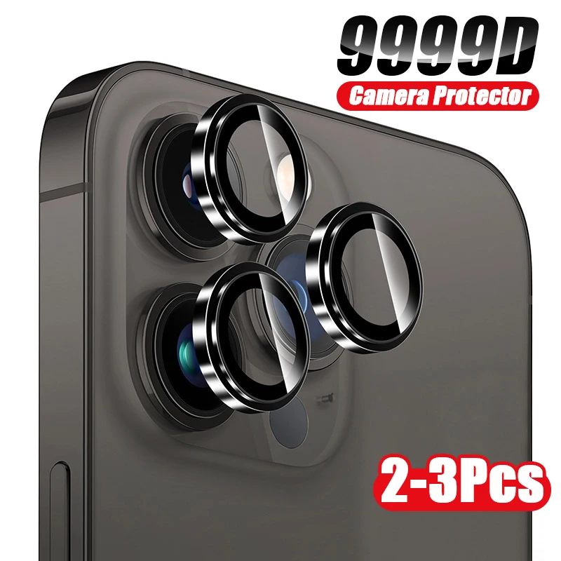 2-3Pcs Lens 11 12 13 Pro Max Metal Ring Protector Glass For Iphone 15 14 Plus 13Mini Camera Film