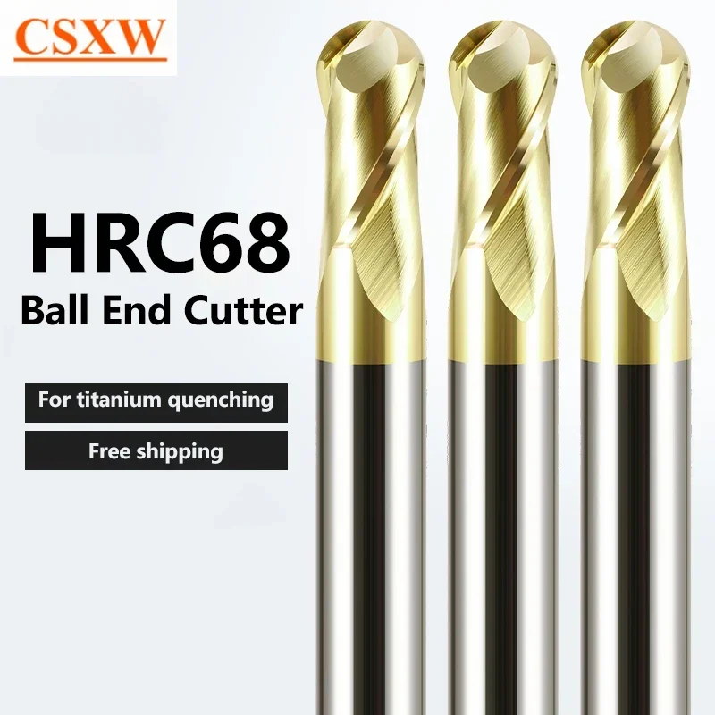 

Фреза концевая шаровая CSXW HRC68 2 зубья R0.5 6 8 10 12 мм для титана и закаленной стали