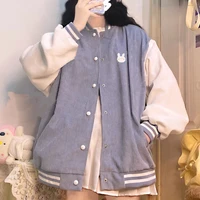 autumn japanese color blocking baseball jacket soft girl kawaii female student 2022 new korean loose cardigan sweater coat