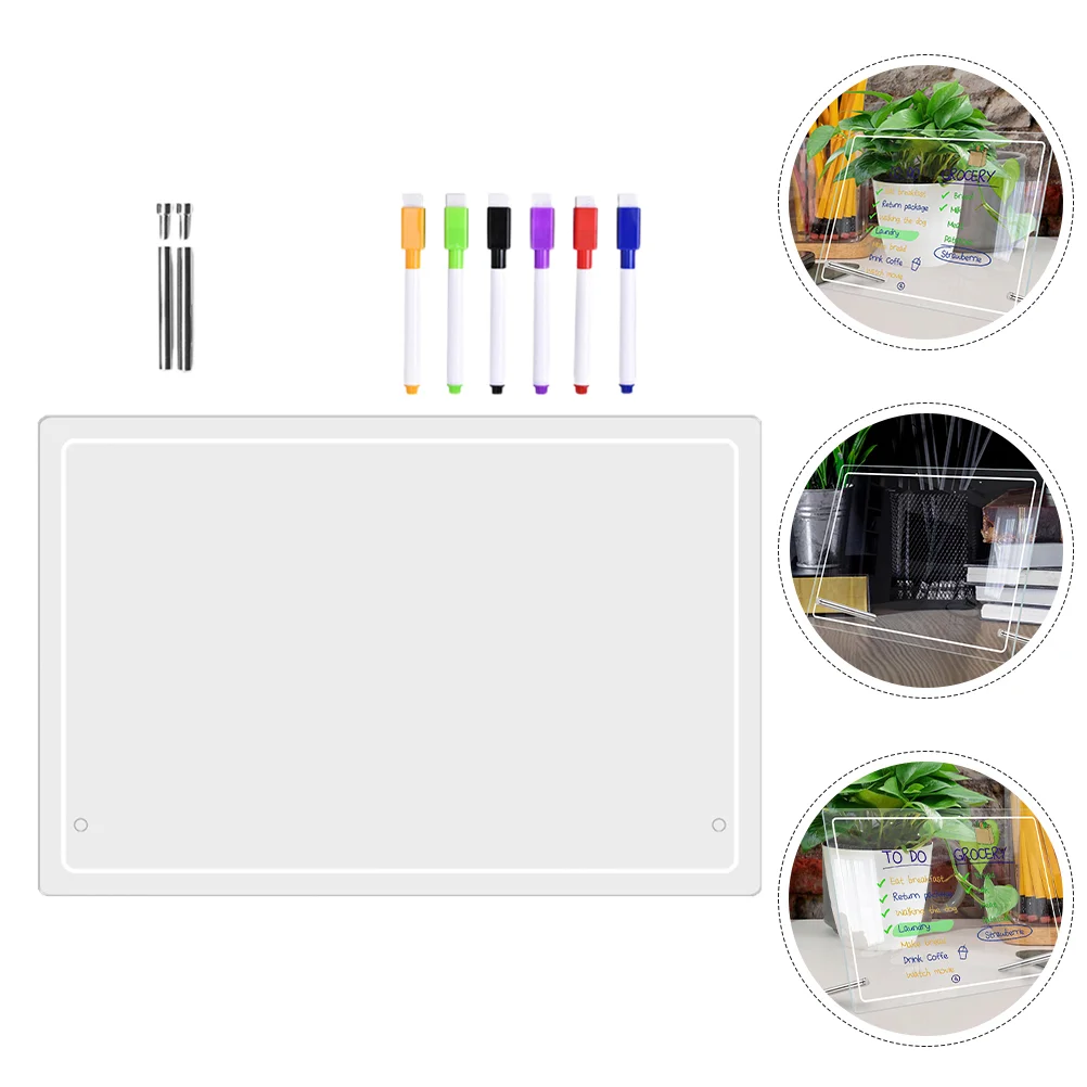 

Tabletop Whiteboard Acrylic Dry Erase Writable Office Erasable Note Do List Desk Decorative