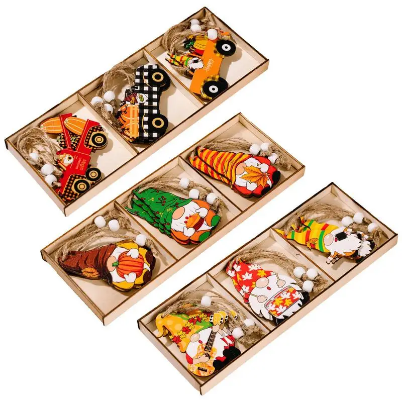 

Thanksgiving Wooden Ornaments 9Pcs Autumn Wood Cutout Decorations Multipurpose Exquisite Fall Wood Ornaments For Thanksgiving