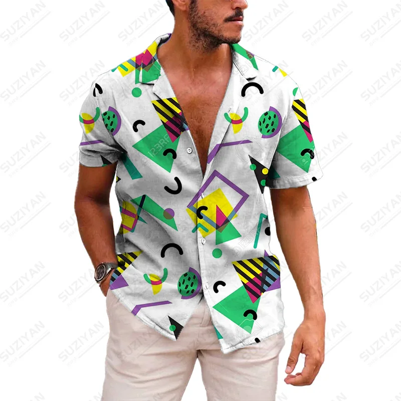 

Рубашка мужская летняя в клетку, не требует глажки, с 3D-принтом, свободная одежда