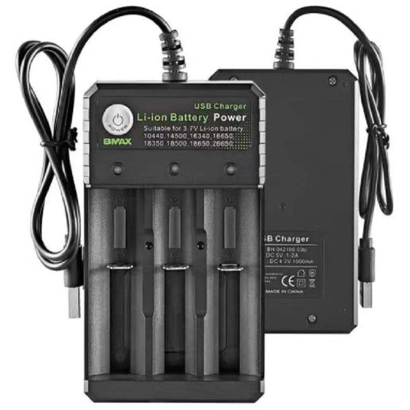 Зарядное устройство 18650 черное 4 слота переменный ток 110 В 220 двойное зарядное для