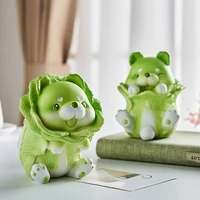 cute green puppy statue vegetable model night light resin cartoon home decor kids bedroom decor accessories animal doll gifts