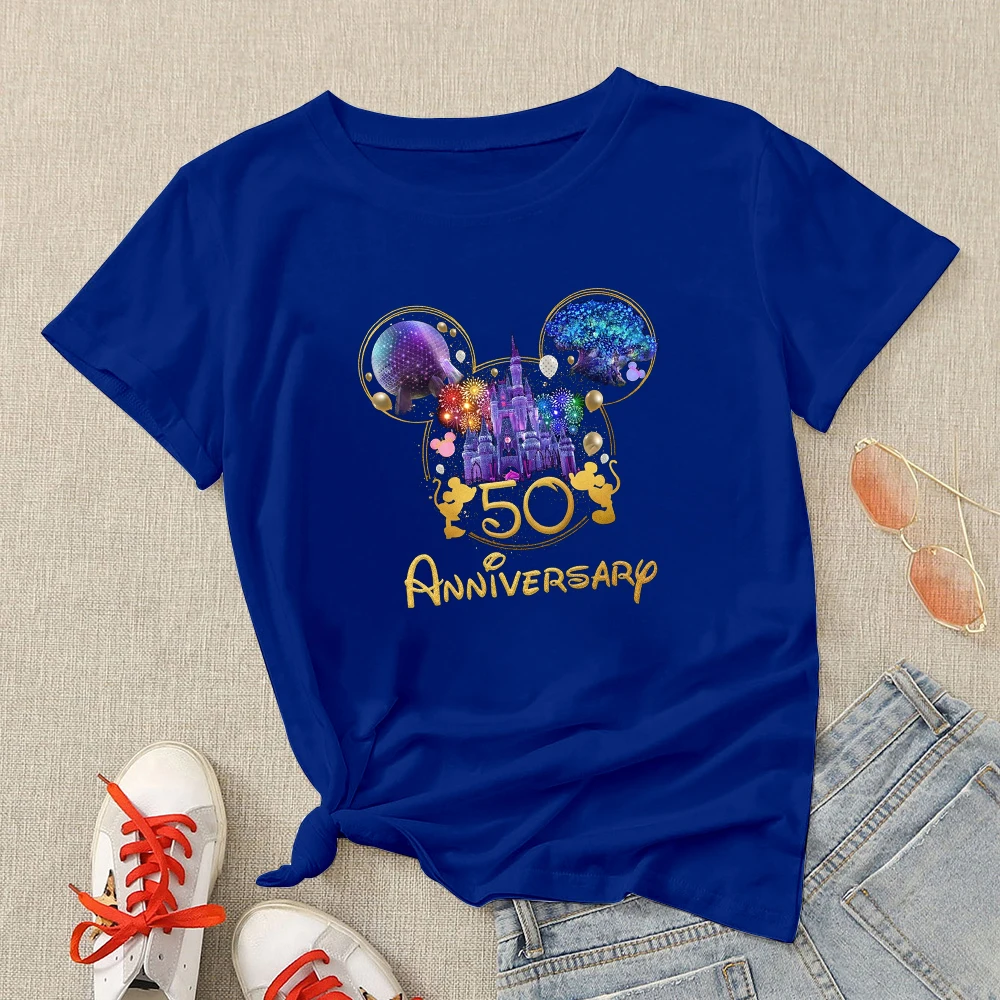 Disney 50th Anniversary футболка Микки Маус женская одежда лето 2022 негабаритная забавная Ropa