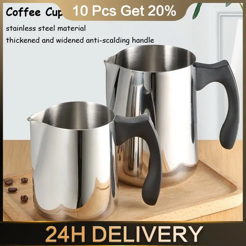 

Stainless Steel Milk Frothing Pitcher Handle Milk Foam Cup Flower Cups Coffee Latte Cappuccino Milk Pot Coffee Accessories