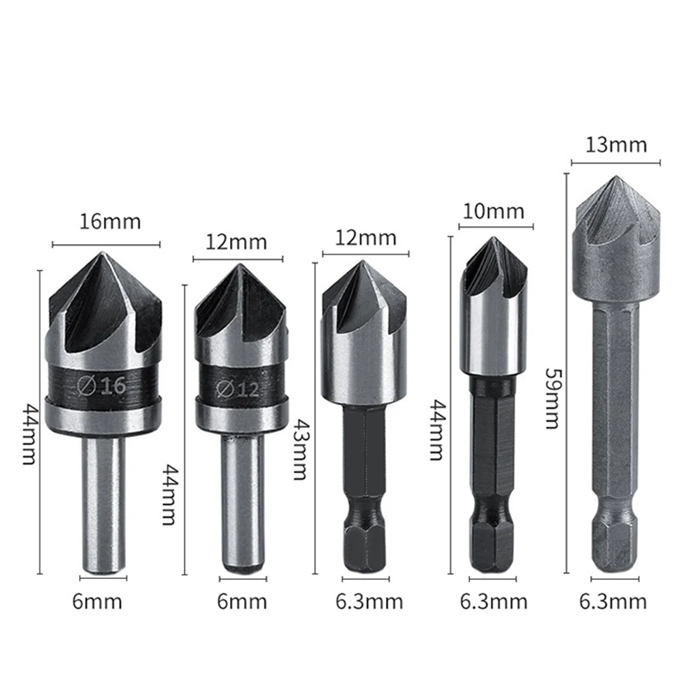 Tool Countersink Drill Bit Accessories Chamfer Countersink Drills Drilling Woodworking 5 Flute Cutter Brand New