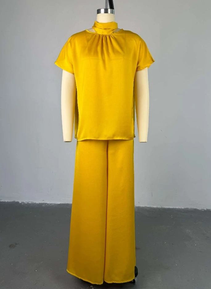 Женский костюм-двойка элегантный комплект с завязками и воротником-стойкой