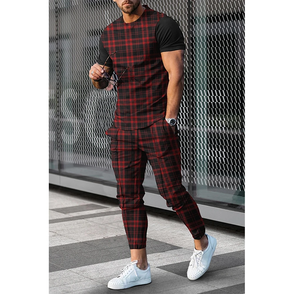 Summer Sportwear Suit Short Sleeve T Shirt Long Pants Men 2 Piece Sets Men Tracksuit 3D Printed Casual Street Oversized Clothes