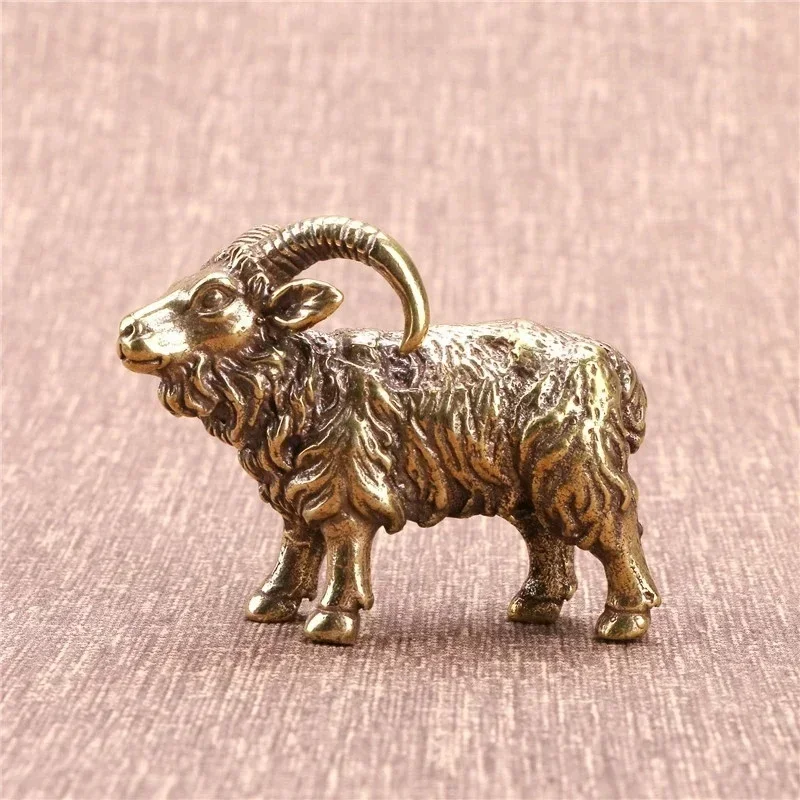 

Solid Brass Goat Small Ornament Antique Copper Zodiac Animal Sheep Miniature Figurines Home Decoration Accessories Desktop Decor