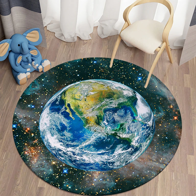 3D Round Carpets for Living Room Galaxy Space Floor Mat Area Rugs for Kids Room Decorative Carpet Kitchen Bedroom Rugs
