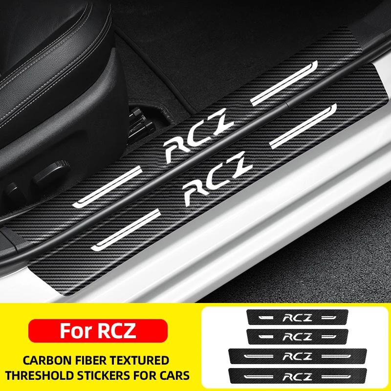 

Performance Car Stickers For Peugeot RCZ Carbon fiber texture Car Door Sill Guard Sticker Car threshold protect car accessories