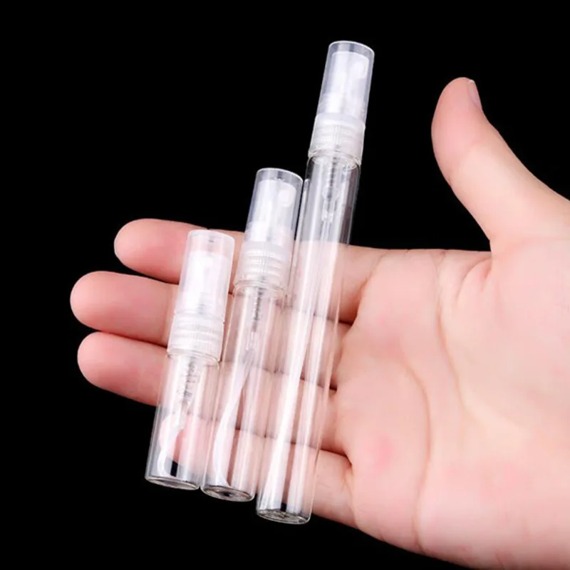 

500PCS/LOT 3ml 5ml 10ml Mini Clear Glass Essential Oil Perfume Bottle Spray Atomizer Portable Travel Cosmetic Container