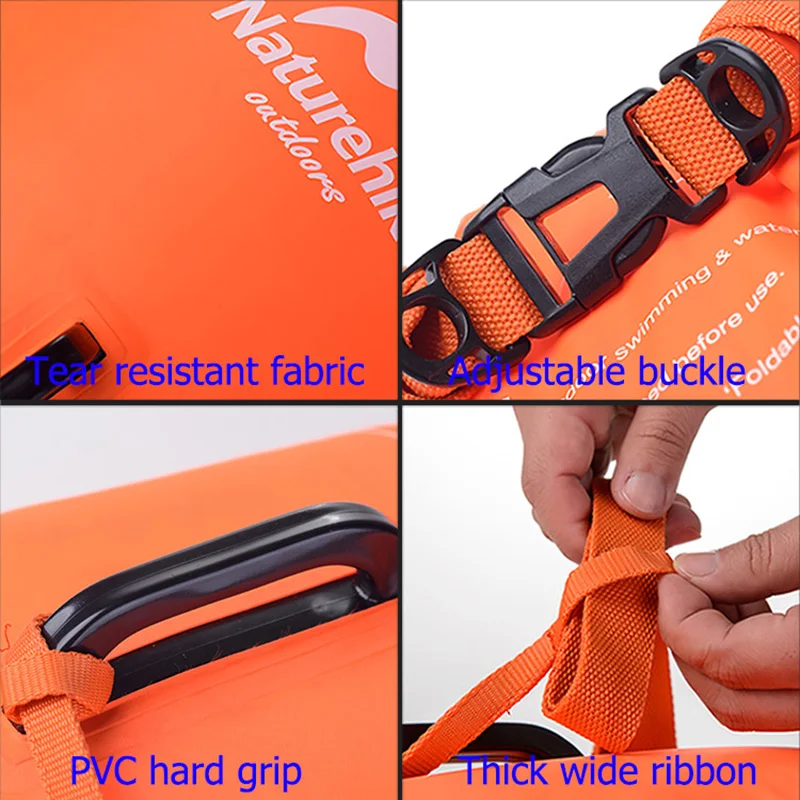 Naturehike Inflatable Swimming Buoy Waterproof Dual Airbag 28L Storage Dry Bag Adjustable Belt Flotation Bag Swim Drifting Float