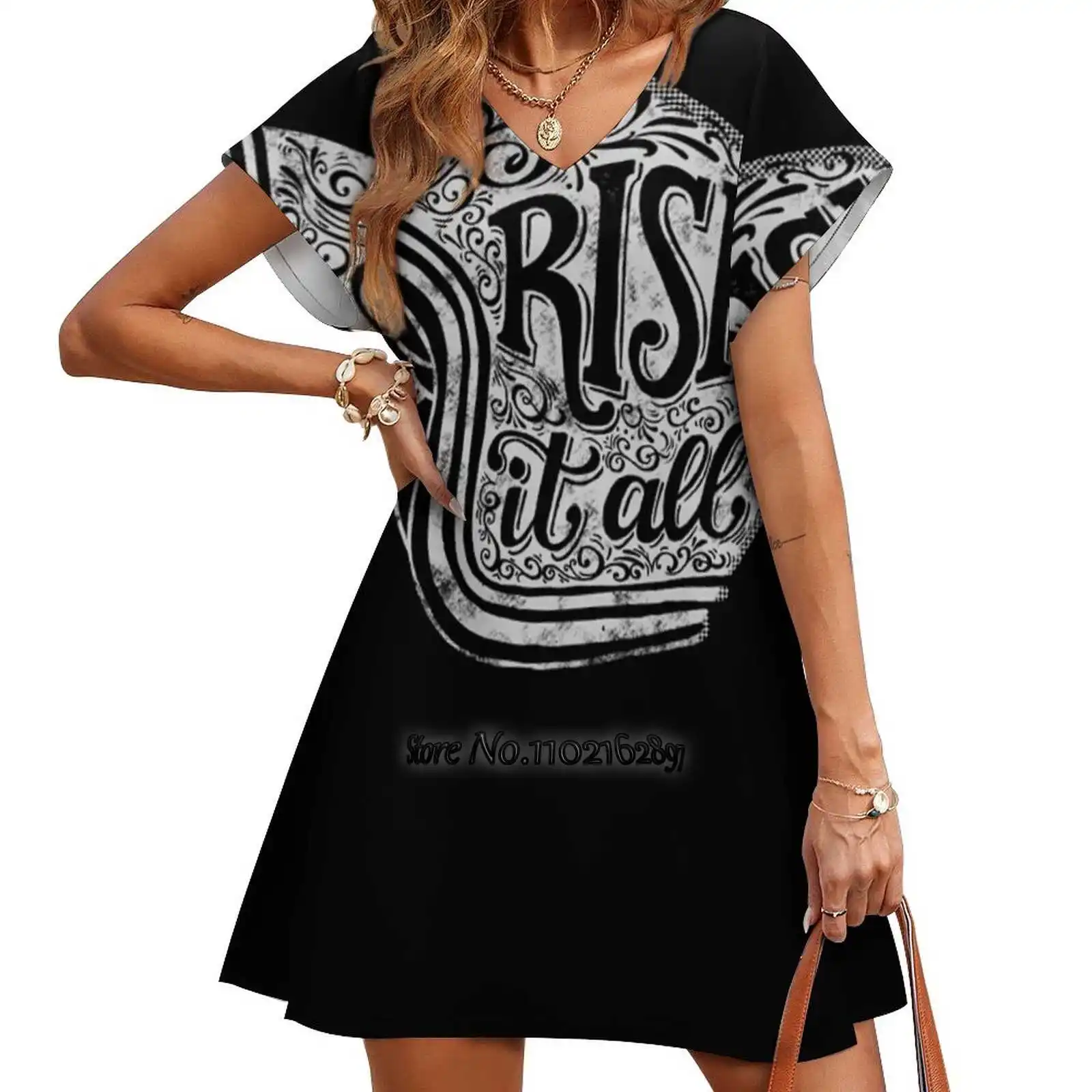 

Юбка с коротким рукавом и V-образным вырезом, из легкой ткани