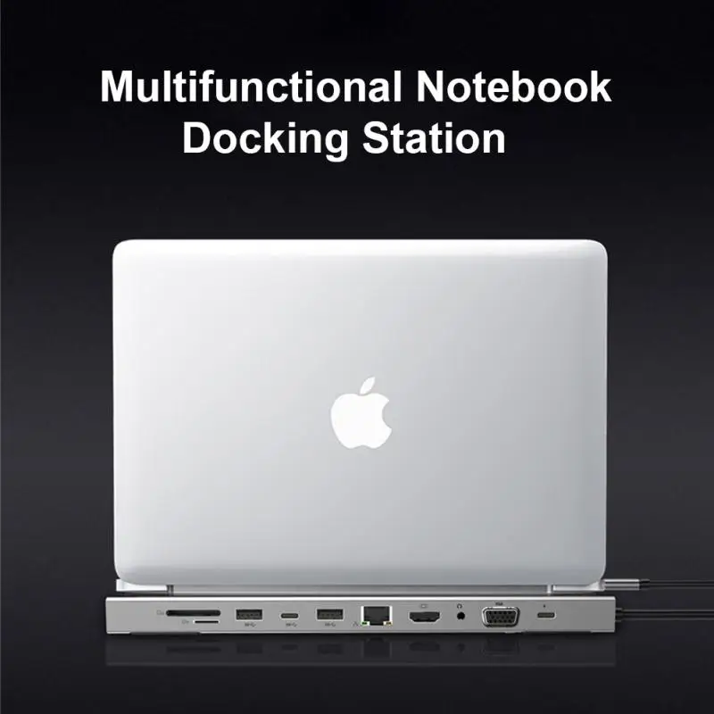 

New USB-c 11 In 1 Docking Station Hub To Usb3.0+pd+vga Desktop Stand Type-C Laptop Docking Station For Macbook Laptops