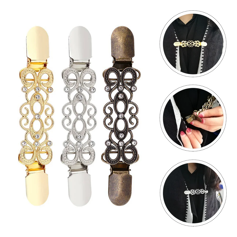 

Clips Sweater Clip Shawl Brooch Buckle Collar Vintage Crystal Cardigan Coat Clasp Guard Pin Shirt Neckline Clasps Tee Scarves
