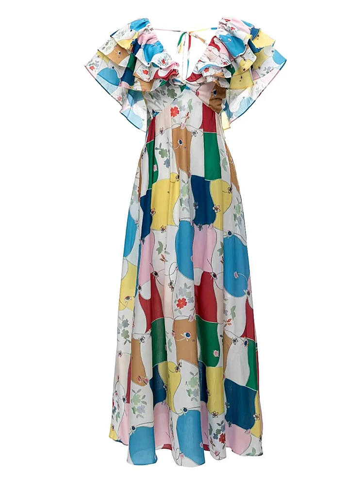 

Dresses Ladies High Qualit New Summer Fashion Party Print Holiday Slim Chic Sexy Elegant Casual Boho Celebrity Girls Long Dress