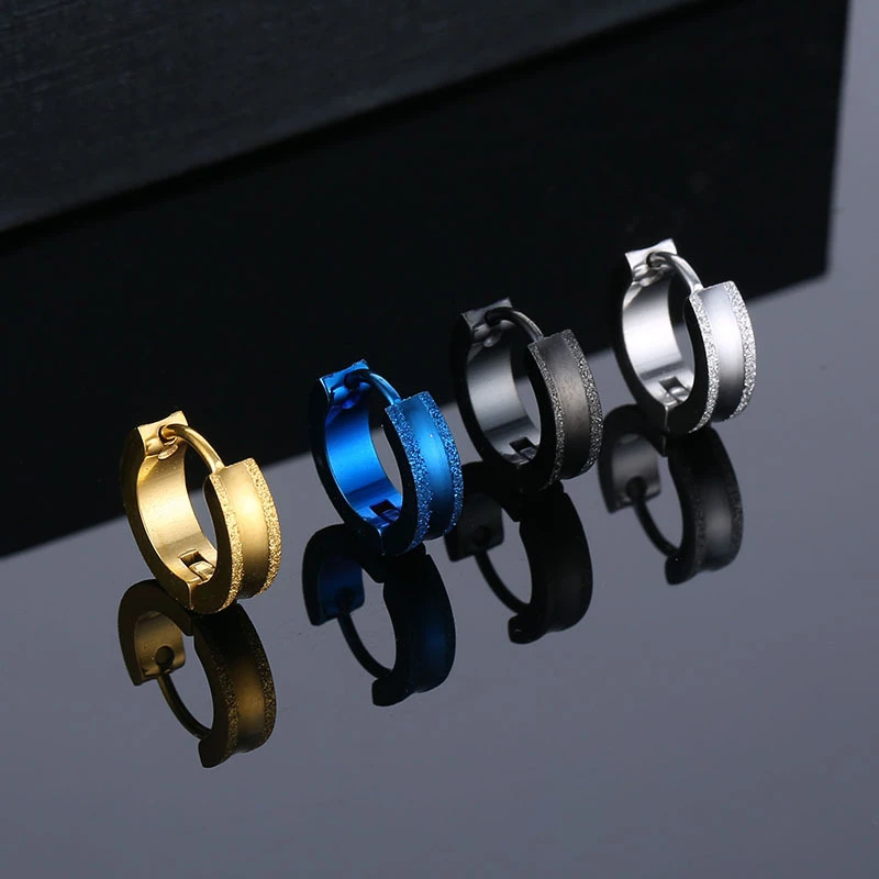 

Fashion Frosted Anti-allergic Circle Hoop Earrings Simple Unisex Stainless Titanium Ear Jewelry For Women Men kolczyki Gift