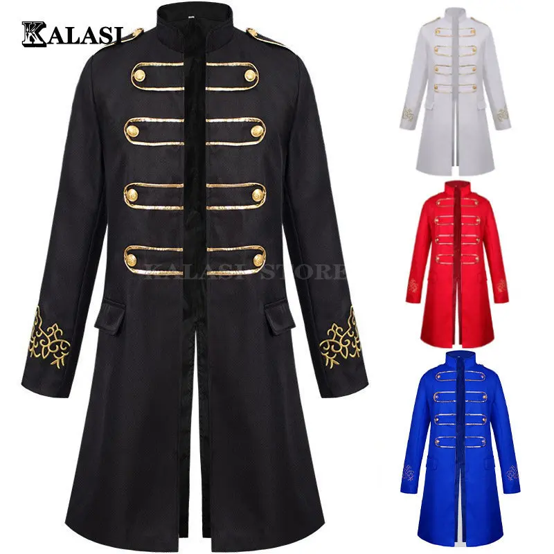 

White Stand Collar Embroidery Blazer Man Military Dress Tuxedo Blazer Medieval Cosplay Men Suit Night Club Stage Gay Costume