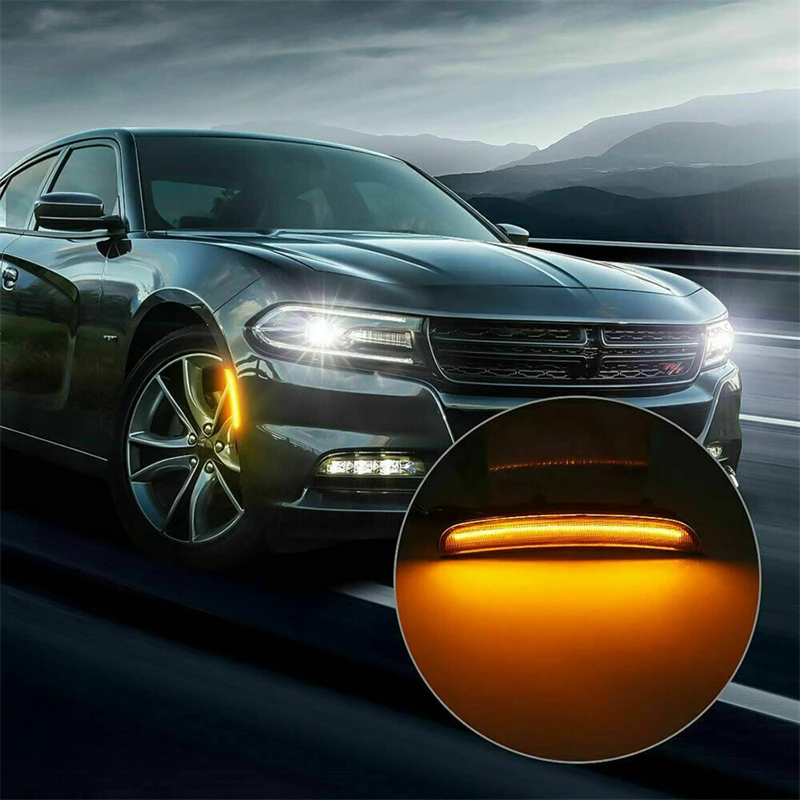 

4Pcs Front Rear LED Car Side Marker Lights Lamps Smoked Lens for DODGE CHARGER 2015 2016 2017 2018 Turn Signal Lamp Auto Parts