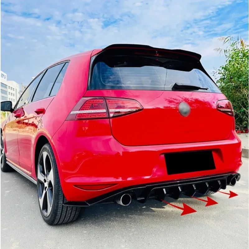 Фото Задний бампер автомобиля для Volkswagen Golf 7 MK7 GTI 2013-2016, диффузор, спойлер на подбородок с фонарями, аксессуары, комплекты кузова, тюнинг №2