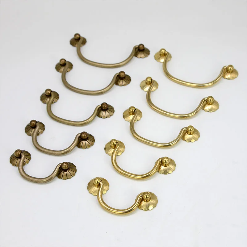 

Brass Wardrobe Door Handle Vintage Drawer Pulls Chinese Medicine Cabinet Kitchen Cupboard Furniture Hanging Ring Handles