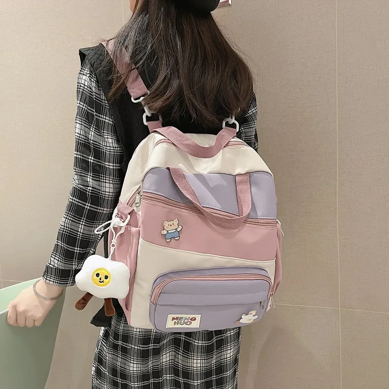 

Korean Travel Backpack for Girls 2022 Large Canvas Women Students School Bag Fashion Kawaii Female Backpack Shoulder Book Bag