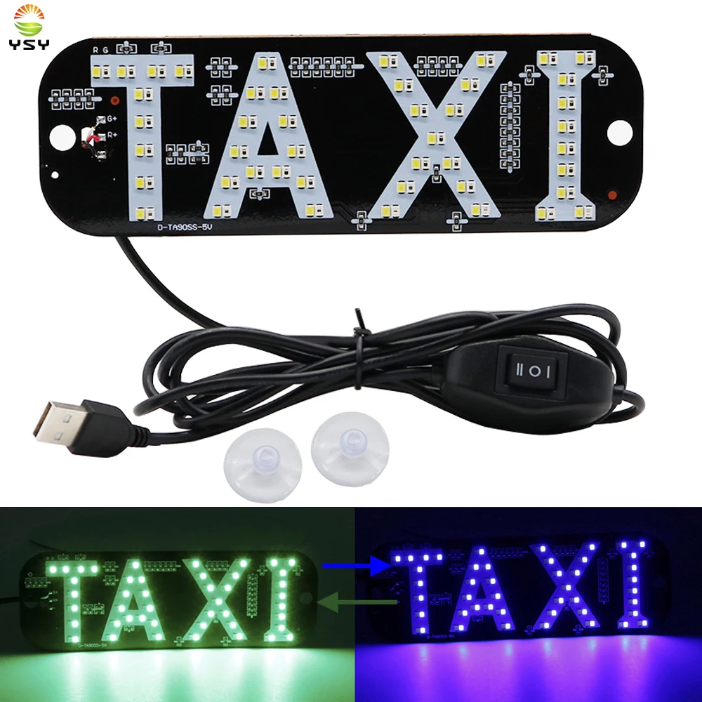 

USB-знак такси, 1 шт., светодиодный индикатор для лобового стекла автомобиля, индикатор кабины, белый/синий, красный/зеленый, двухцветный фонарь такси, 5-6 в