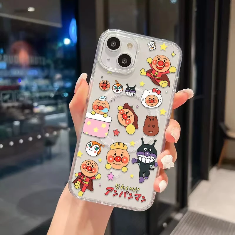 Фото Магнитный чехол для телефона Anime Anpanma Magsafe для iPhone 17, Air 16, 15, 14, 13, 12, 11 Pro Max Plus Mini SE 2020 2022, мягкий прозрачный №3