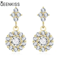 qeenkiss eg8229 fine jewelry wholesale fashion woman birthday wedding gift flower zircon titanium stainless steel drop earrings