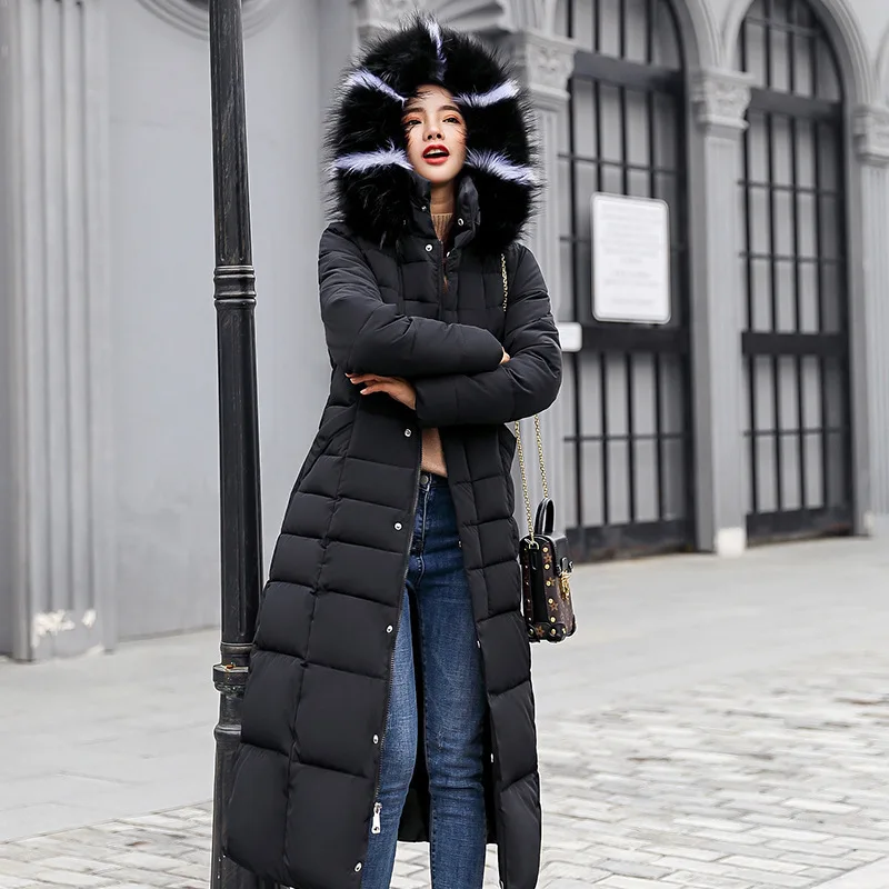 Winter New Women Hooded Down Jacket Plus Velvet Warm Cotton Clothing Fashion Mid-length Loose Coat Elegant Lady Clothing