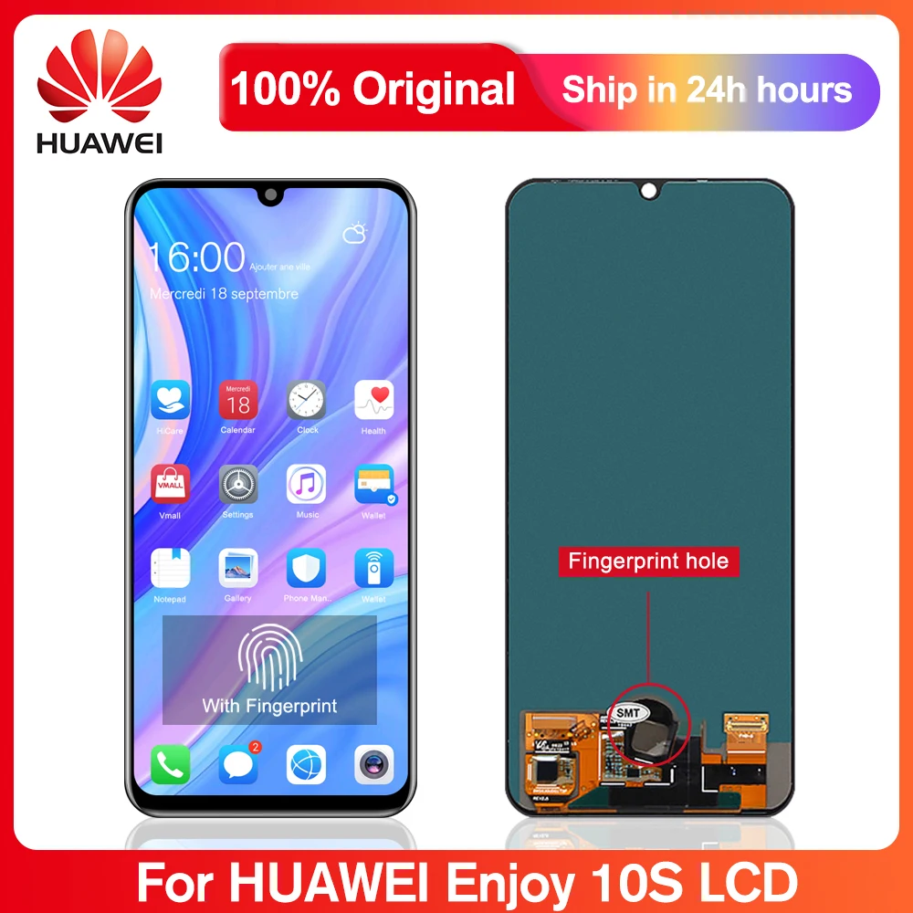 

6,3 "Оригинальный дисплей для Huawei P Smart S, сенсорный экран, дигитайзер в сборе, запчасти для Huawei Enjoy 10S AQM-AL00 -TL00, ЖК-дисплей