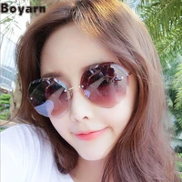 boyarn polygon trend sunglasses womens gradient color rimless sunglasses eyewear quick selling ins tiktok glasses