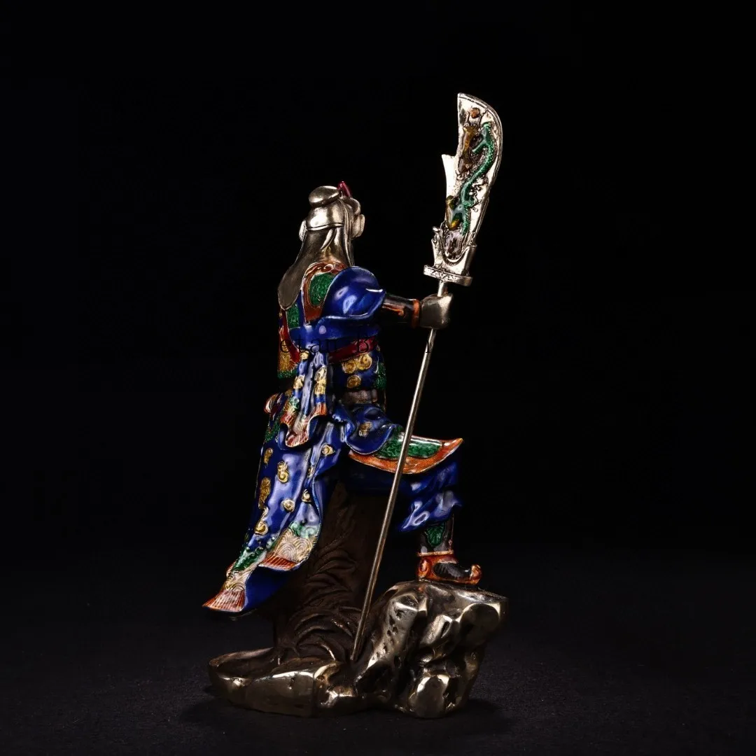 Статуя из чистой меди старая латунь перегородчатая статуя Guan Gong Station Будды Yuguan Erye